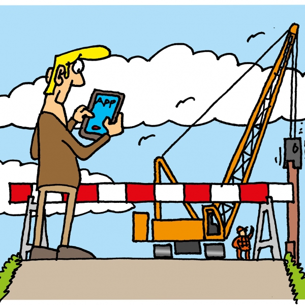 illustratie met kraan op de dijk