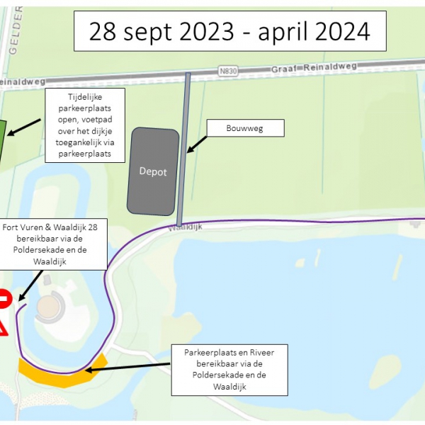 Omleiding door afsluiting kruising Waaldijk - Dalemse Zeiving